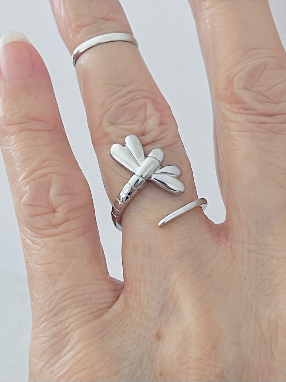 💕TOP SELLER💕Sterling Silver Wraparound Dragonfly Ring, Spirit Bug Jewelry Rings - Picture 10 of 13
